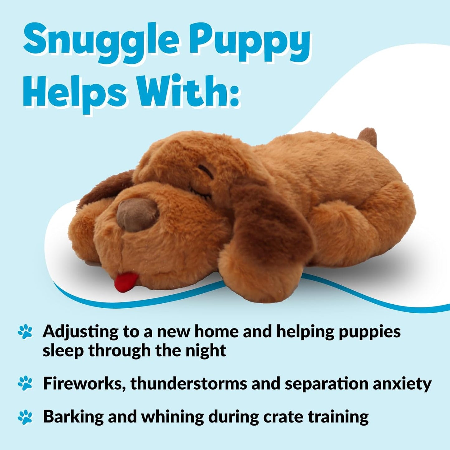 Original Snuggle Puppy Heartbeat Stuffed Toy for Dogs. Pet Anxiety Relief and Calming Aid, Comfort Toy for Behavioral Training in Biscuit