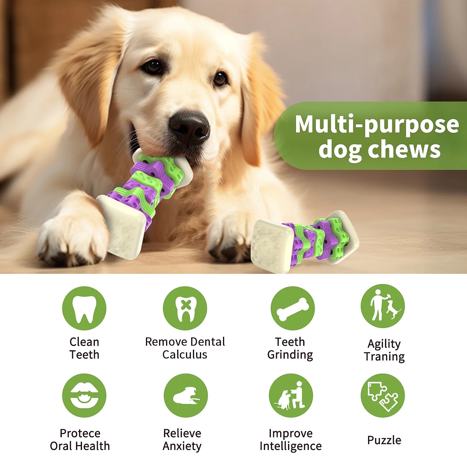 Interactive Dog Chew Toy – Brightly Colored Dog Enrichment Toy for Aggressive Chewers